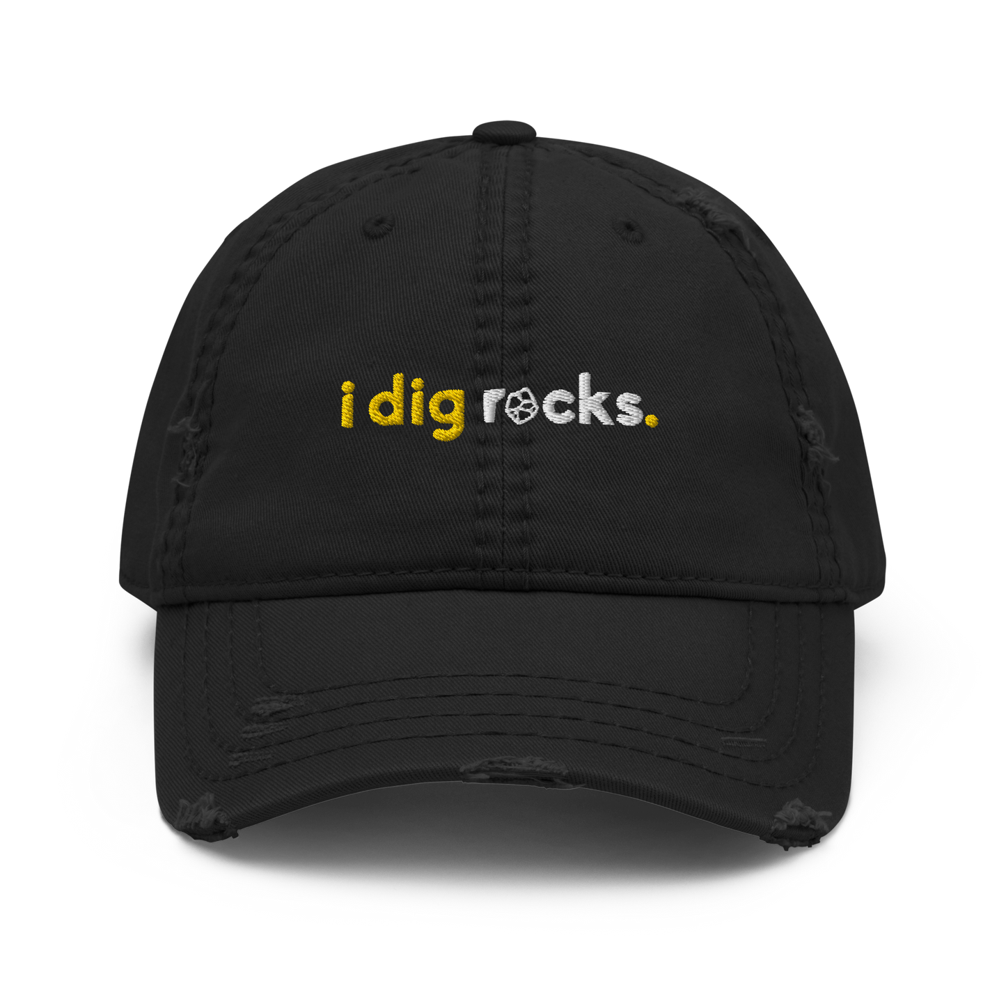 "i dig rocks" Distressed Dad Hat